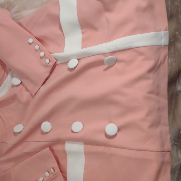 Pink and White Buttoned Blazer Dress - Picture 4 of 5